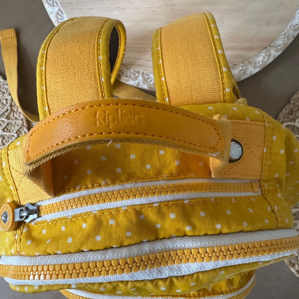Kipling Yellow Polka Dot Backpack - image 4